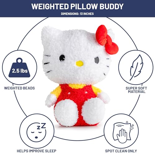 Jay Franco Weighted Hello Kitty Red Dress Fuzzy Plush Pillow Buddy for Kids - Perfect for Stress Relief and Comfort - O