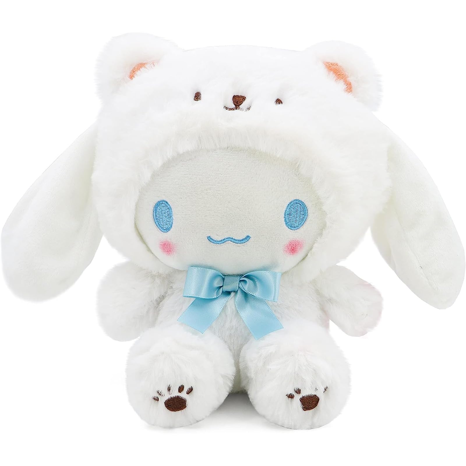 Kawaii Cartoon White Bear Soft Plush Doll for Girls and Kids ((White Bear-8in)), Cute Stuffed Animals Toy Gift for Birth