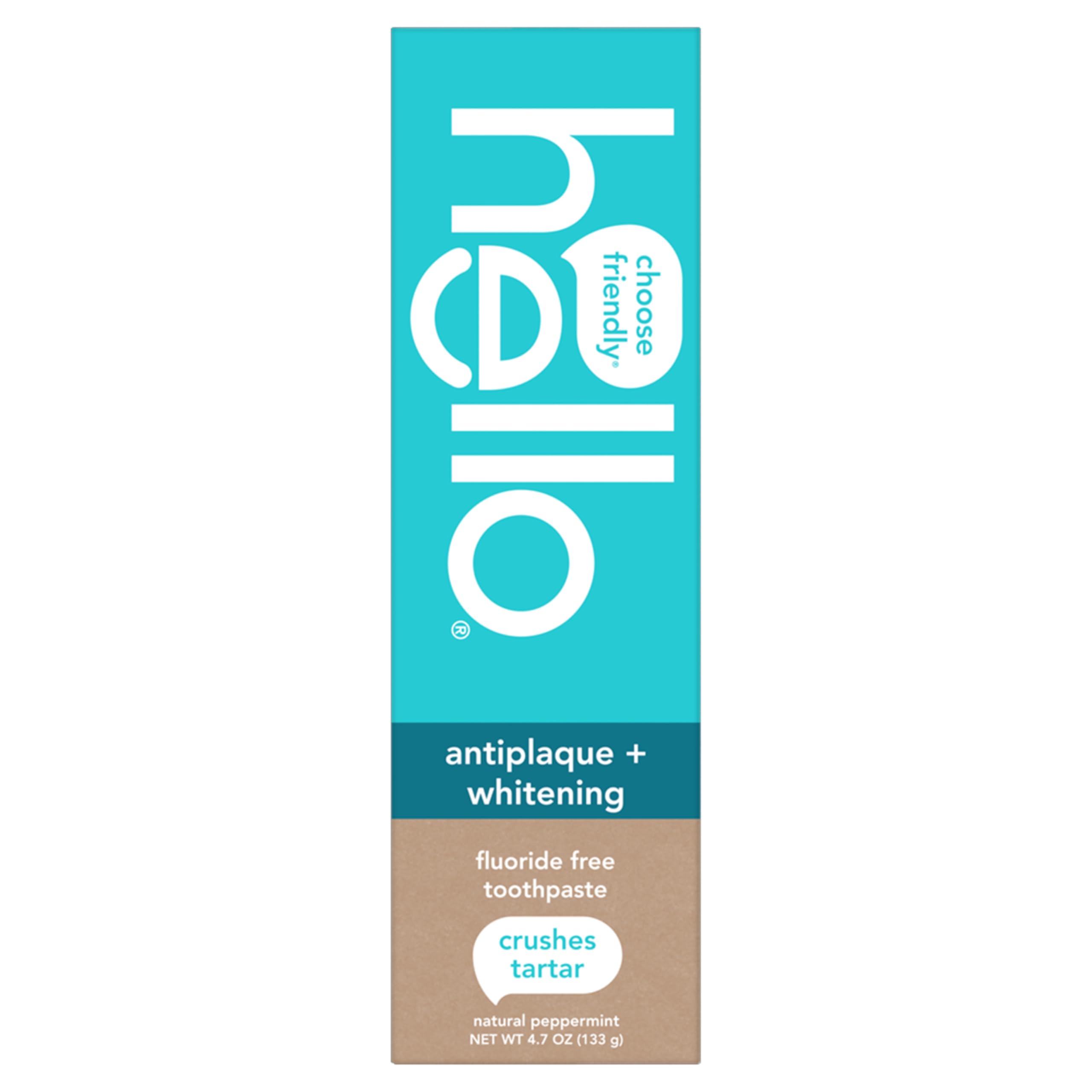 Antiplaque and Whitening Fluoride Free Toothpaste for Teeth Whitening, Coconut Oil and Tea Tree Oil, Natural Peppermint