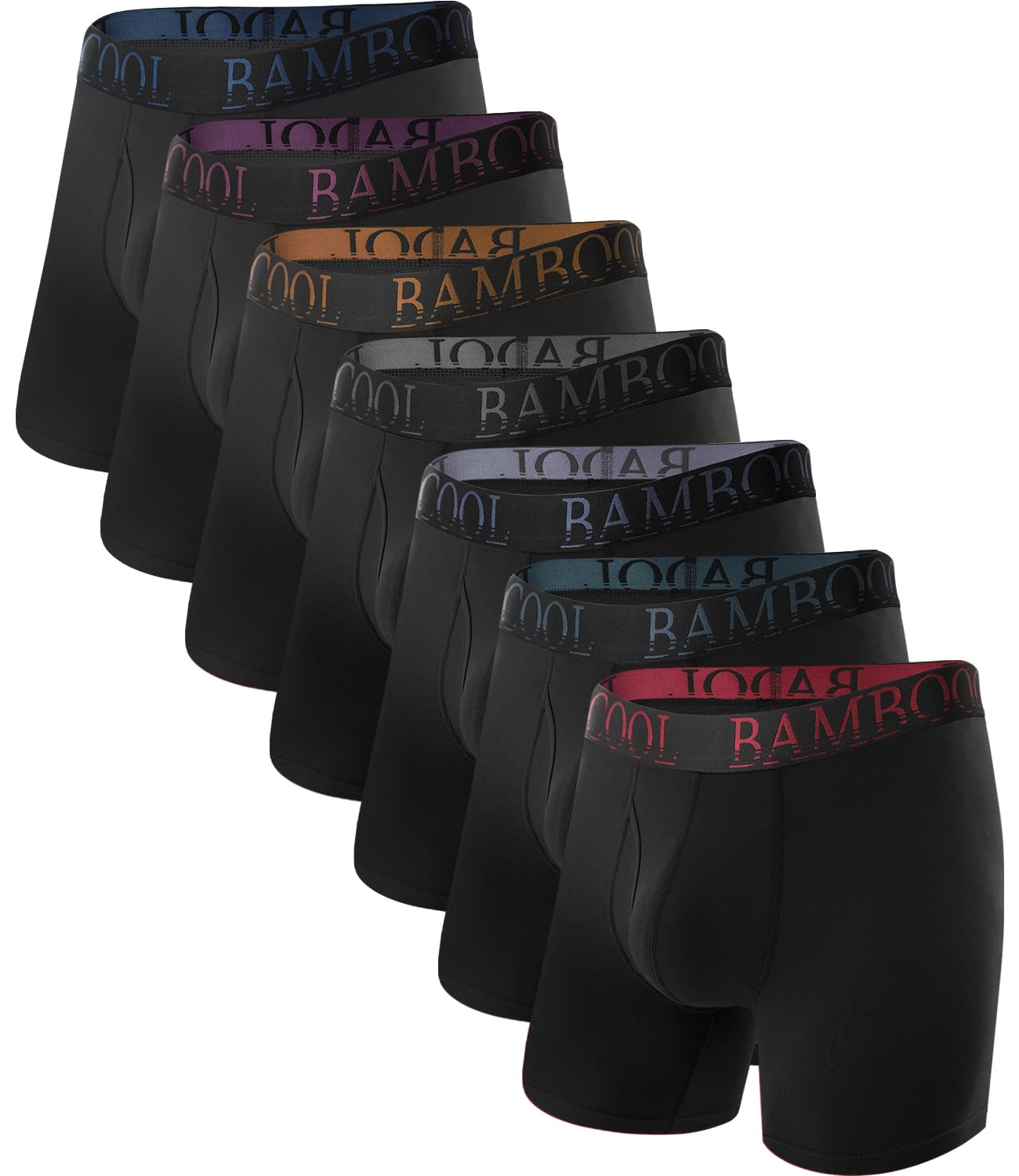 BAMBOO COOL Men's Ultra ComfortSoft Moisture Wicking & Breathable No Ride Up Boxer Briefs with Fly, Multipack