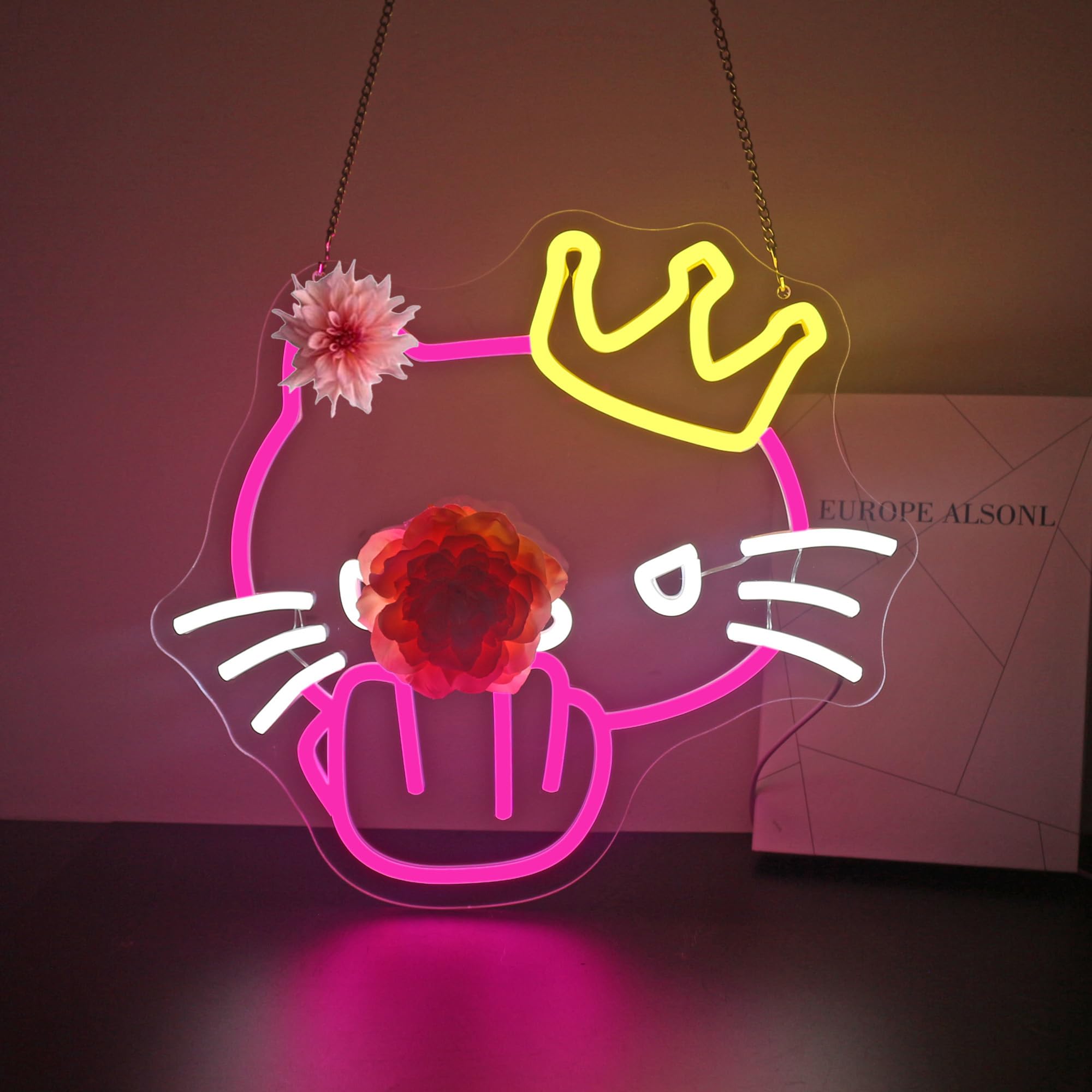 Pink Cat Neon Sign for Wall Decor - Cute LED Signs - USB Powered - Perfect for Bedroom, Kids Room, and Party - Bright Ne